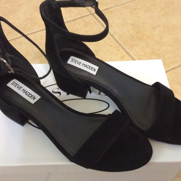 NEW! Steve Madden Irenee Block Heel Women Sandals Size 8.5 M Black Suede - Picture 9 of 9